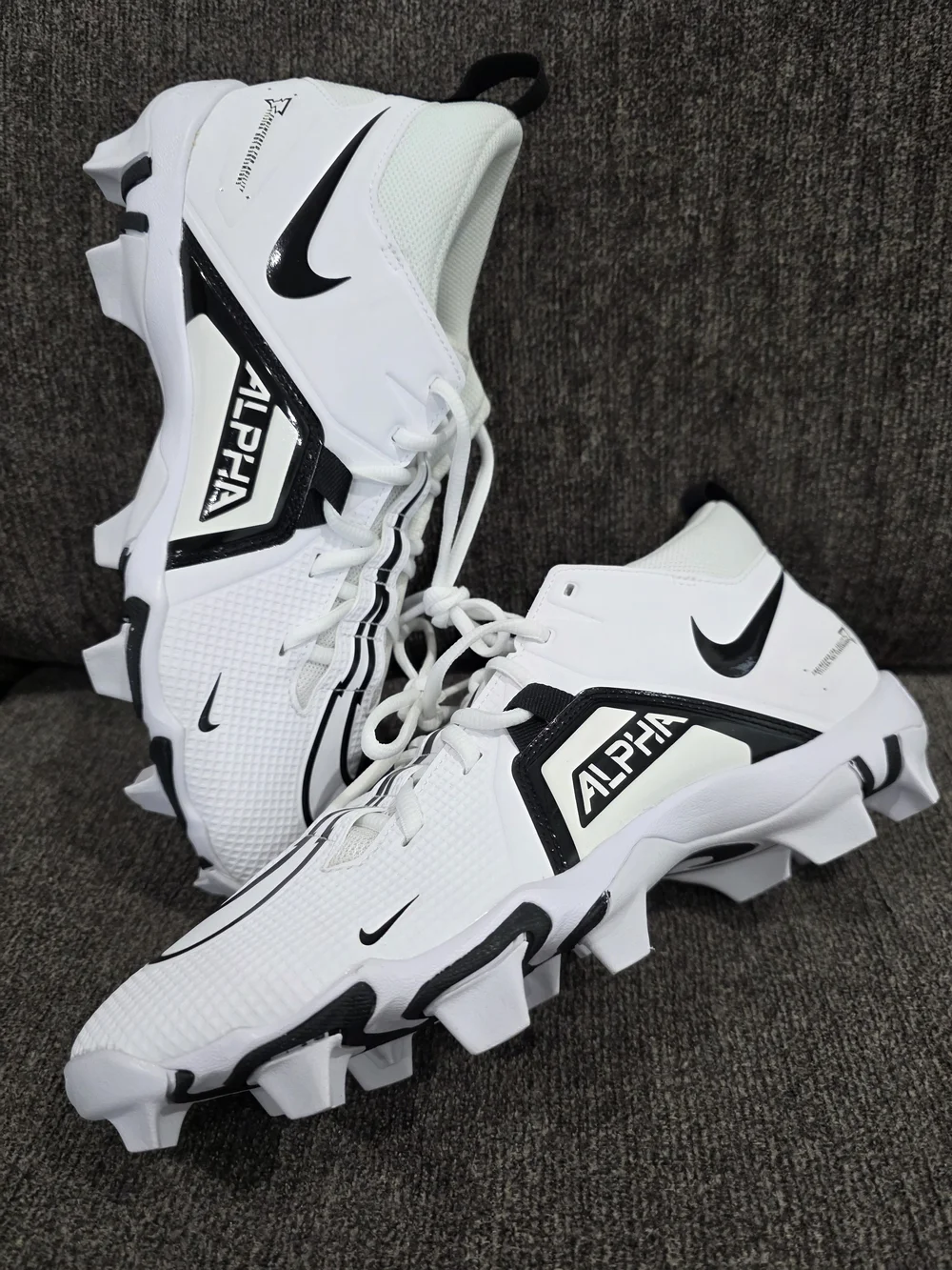 Nike Alpha White Football Cleats - Black Accents - Picture 9 of 9